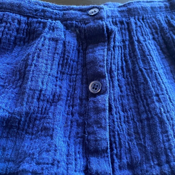 Liz Claiborne Skirt Size 4 Blue Cotton Gauze Tiered Button Front Midi Prairie - Picture 8 of 8